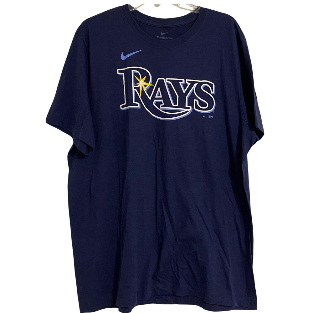 Nike Tampa Bay Rays Men’s Tshirt XL Brandon Lowe #8 Navy Blue Baseball Swoosh